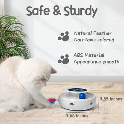 Unleash Playtime Fun with the LuxLoom DualPlay™ 2-in-1 Automatic Feather Teaser and Rolling Fun Ball - The Ultimate Interactive Toy for Cats and Small Dogs!