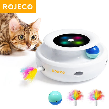 Engaging 2 in 1 Cat Teaser Toy with Automatic Feather and Fun Ball - Interactive Play for Cats and Dogs
